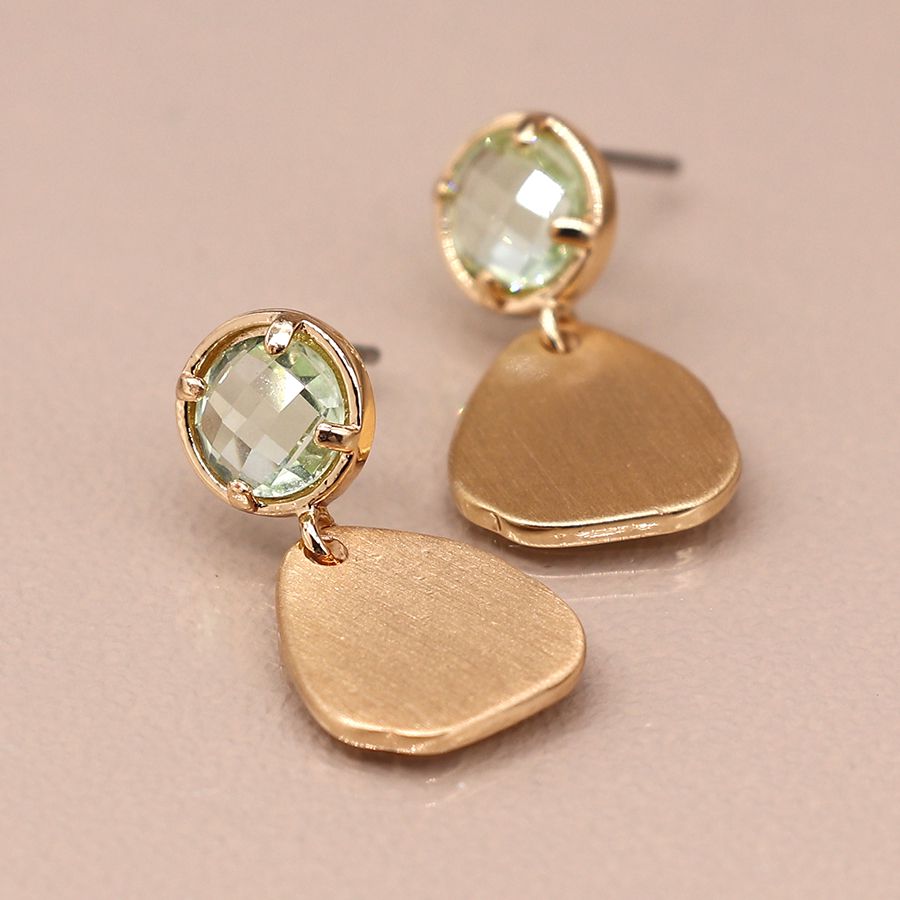 Brushed Organic Drop & Aqua Earring