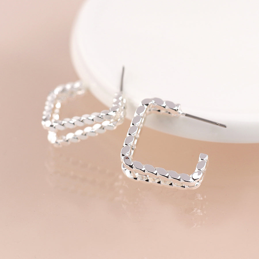 Double Twist Strand Square Earrings
