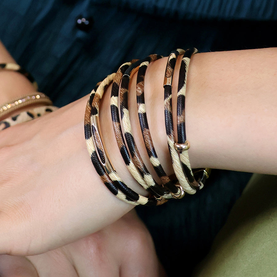 Multistrand Classic Animal Print & Crystal Bracelet