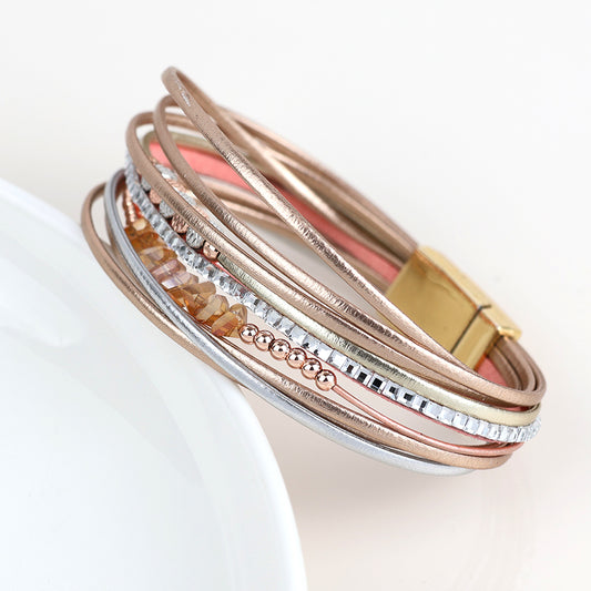 Rose Gold, Silver Pink Mix Magnetic Bracelet