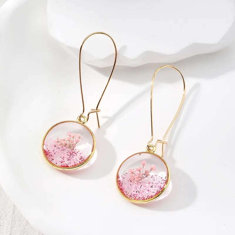 Flower Resin Drop Earrings | Pink Small Flower