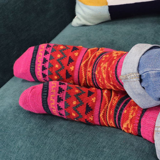 Wool Blend Nordick Socks | Red Mix