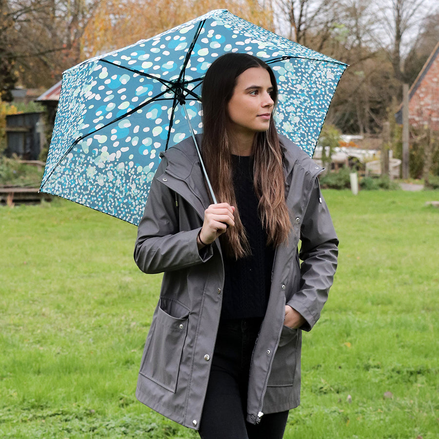 Recycled Teal Mix Dot Umbrella