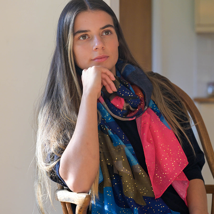 Recycled Blend Abstract Print Scarf