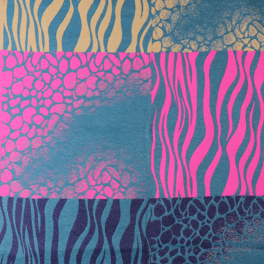 Blue & Pink Mix Multi Animal Print Scarf