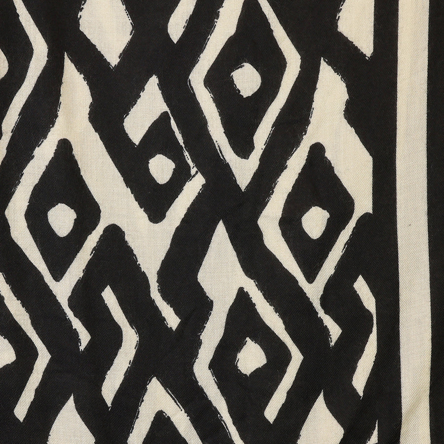 Ecru & Black Mix Abstract Scarf