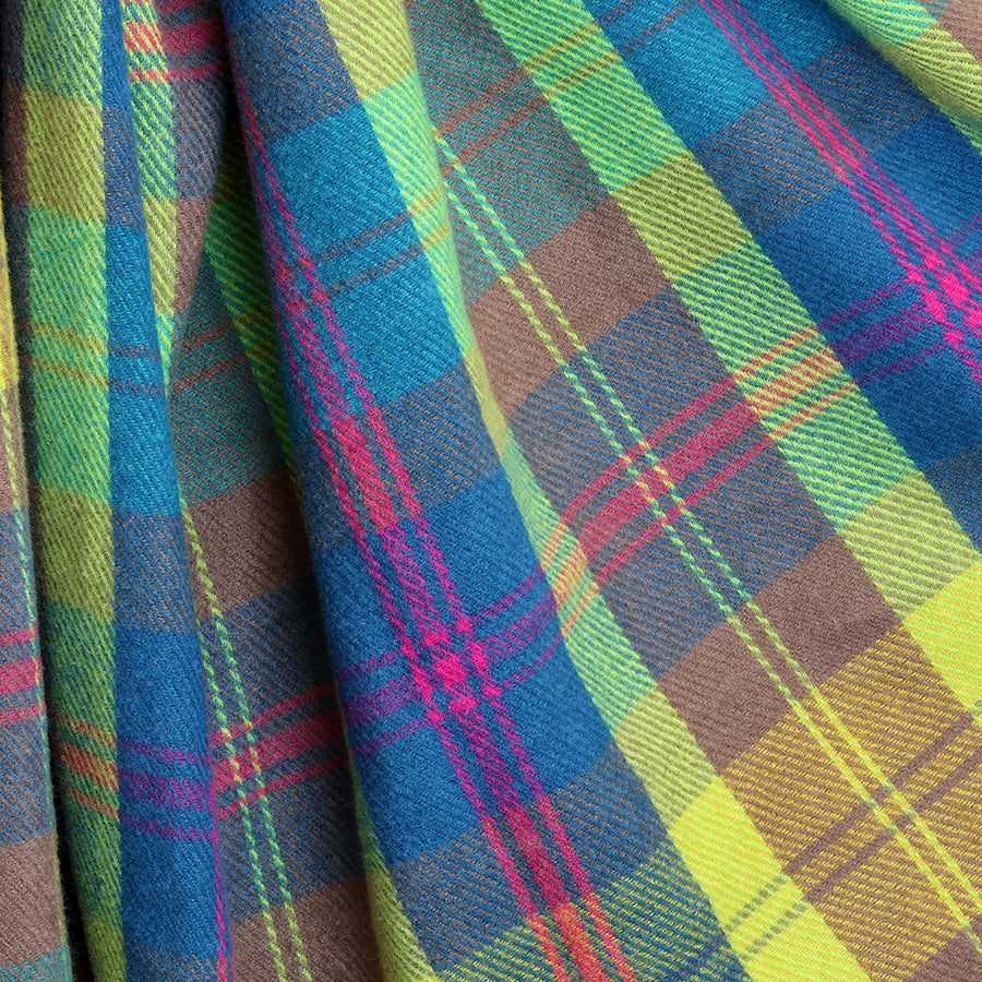 Lime, Blue & Pink Classic Tartan Scarf