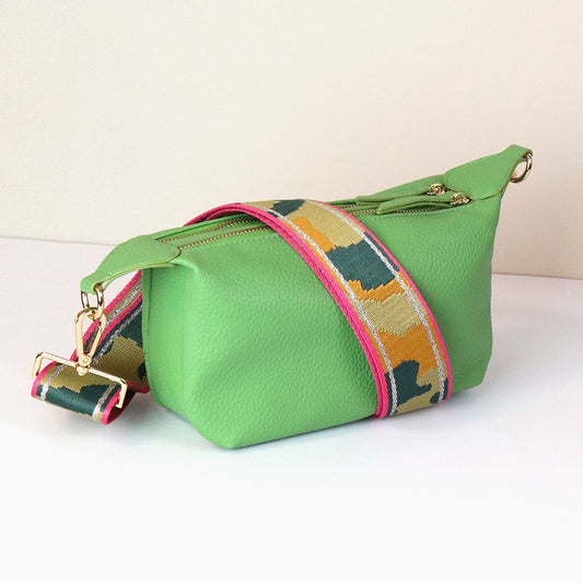 Lime Green Vegan Leather Double Zip Bag