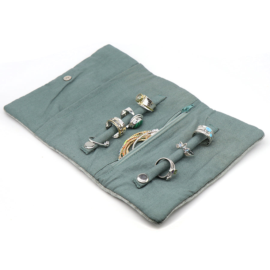 Seafoam Highland Cow Embroidered Jewellery Roll