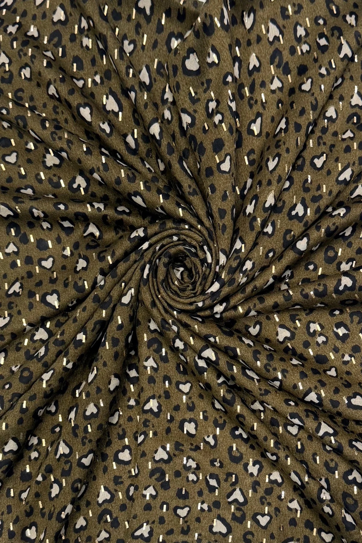 Leopard Print Heart Foil Scarf | Army Green
