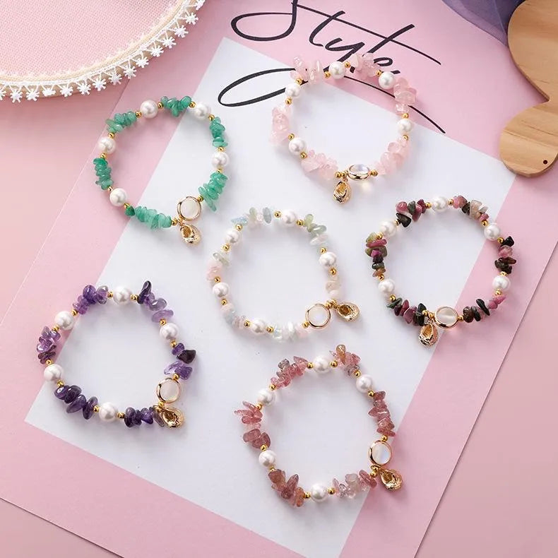 Natural Stone Bracelet | Dark Pink