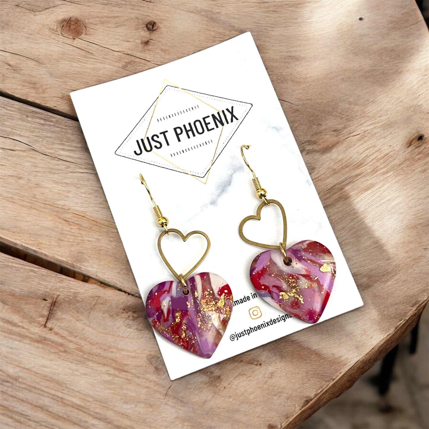 Just Phoenix  Earrings | Polymer Clay Double Heart