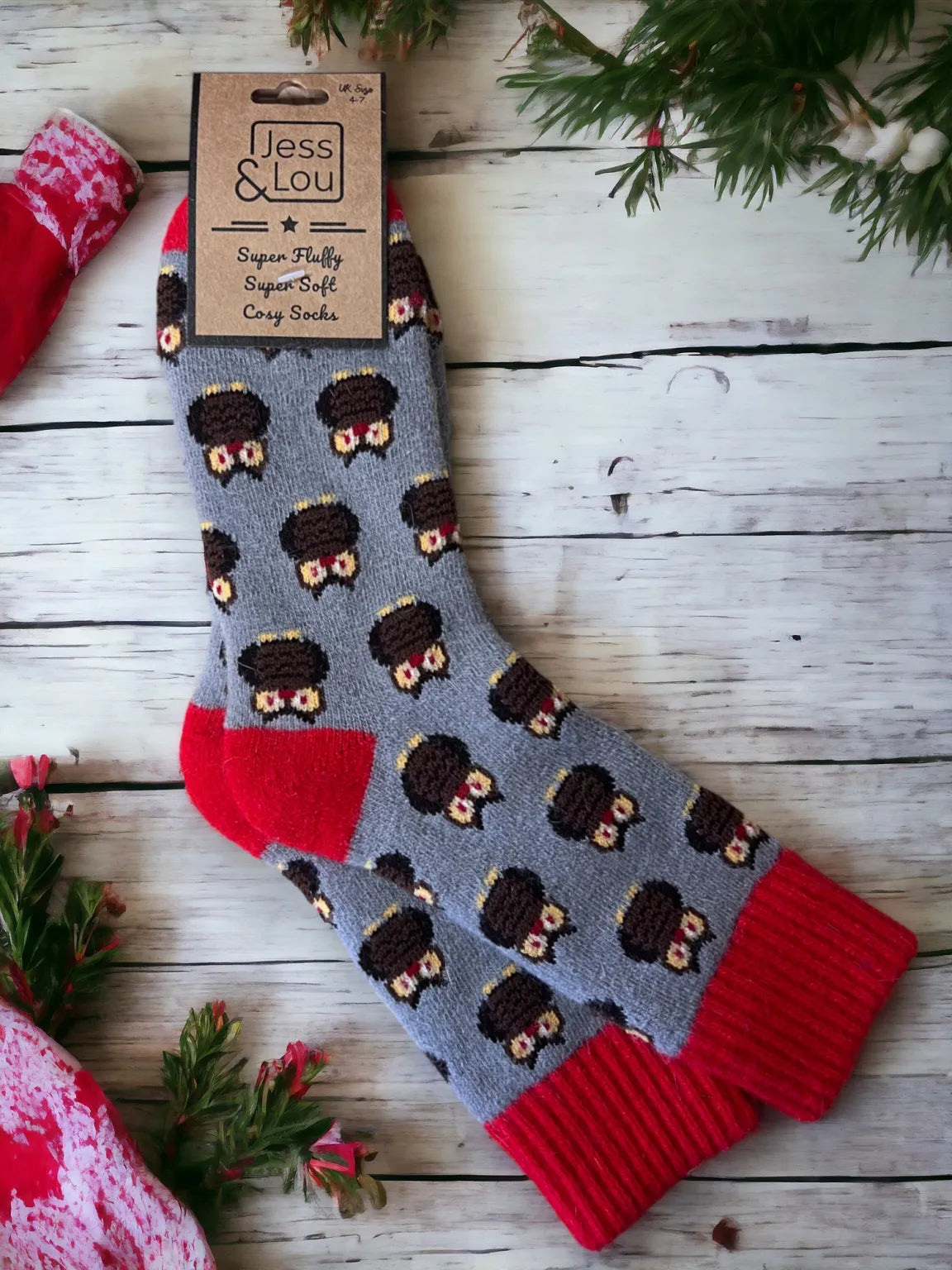 Opulent Owls ribbed Grey Socks