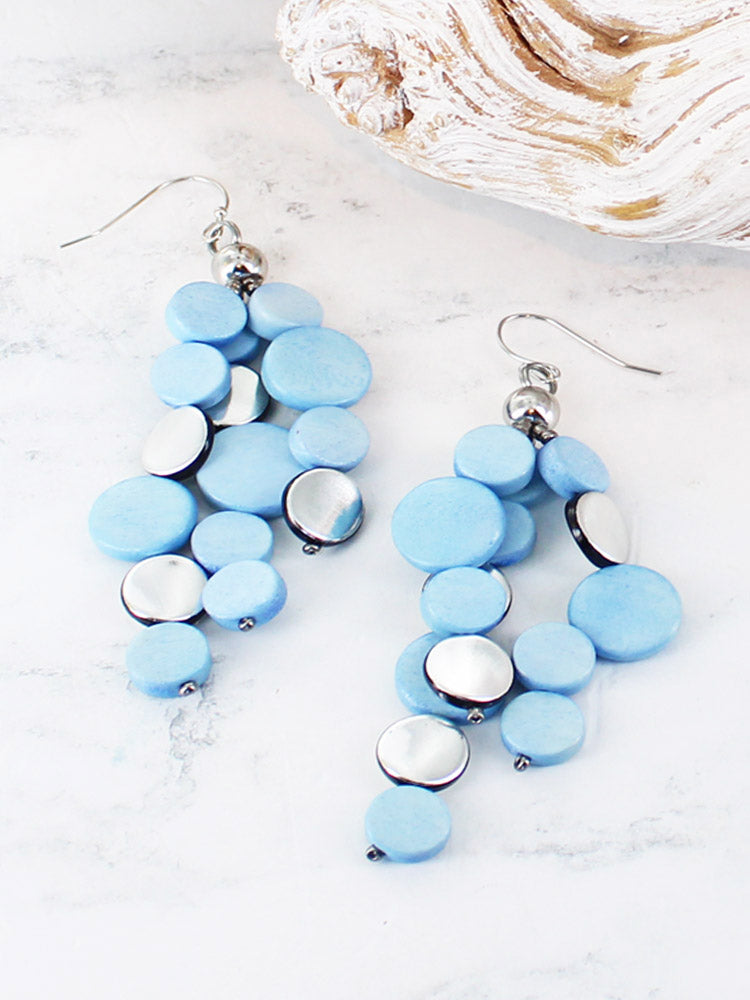 Drop Disc Earrings | Blue