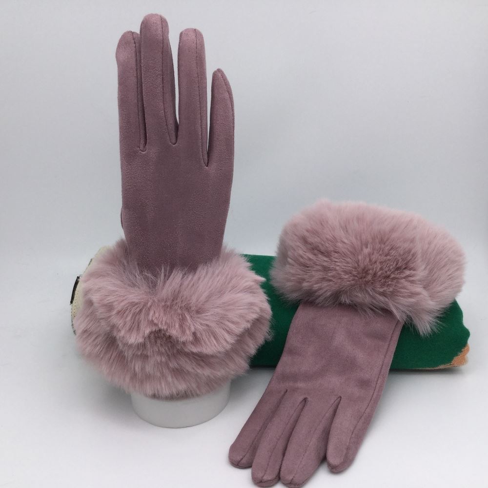 Faux Fur Cuff Smart Touch Gloves | Mauve