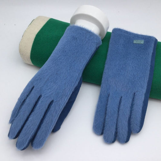 Faux Fur Smart Touch Gloves | Blue