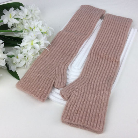 Long Wrist Fingerless Gloves | Soft Pink