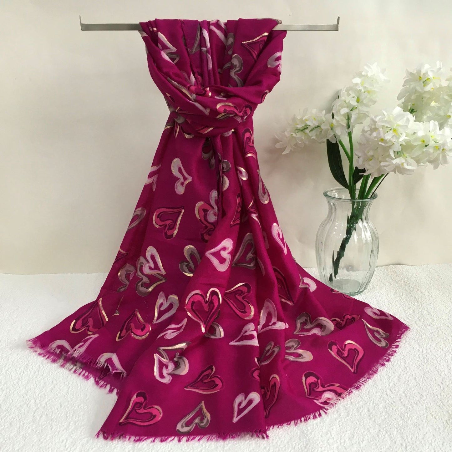 Hearts Scarf | Hot Pink