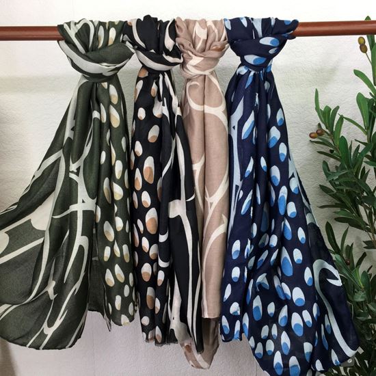 Abstract Print Scarf | Navy