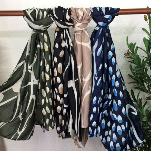 Abstract Print Scarf | Navy