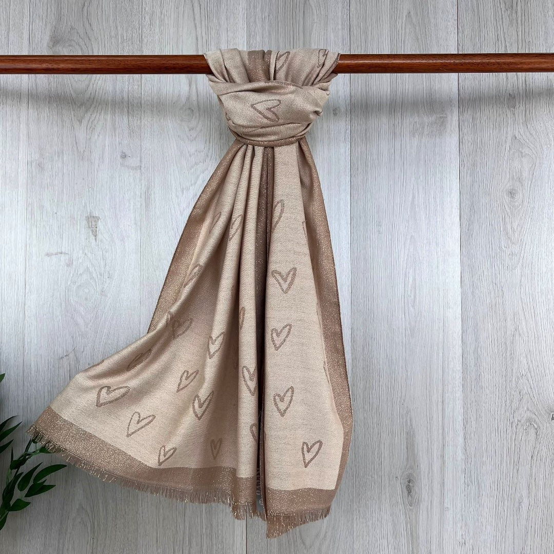 Reversible Heart Fine Print Scarf