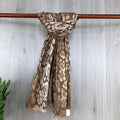 Fine Animal Print Scarf | Camel