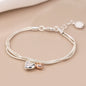 Triple Chain Bracelet With Puffed Hearts