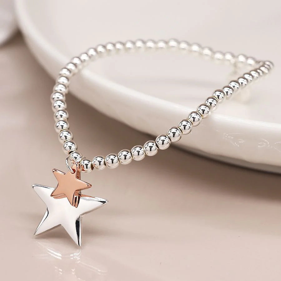 Two Tone Double Star Beaded Bracelet