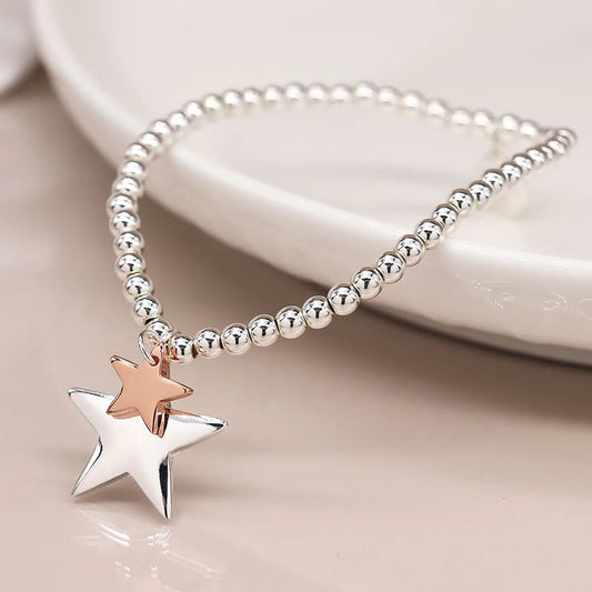 Two Tone Double Star Beaded Bracelet