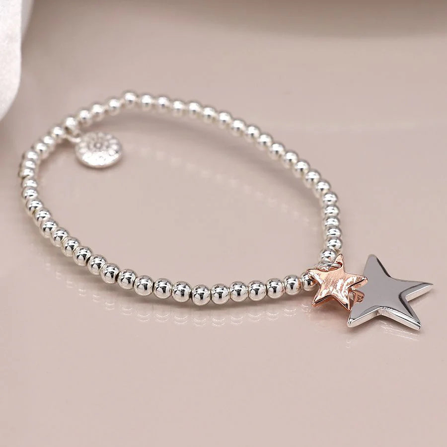 Two Tone Double Star Beaded Bracelet