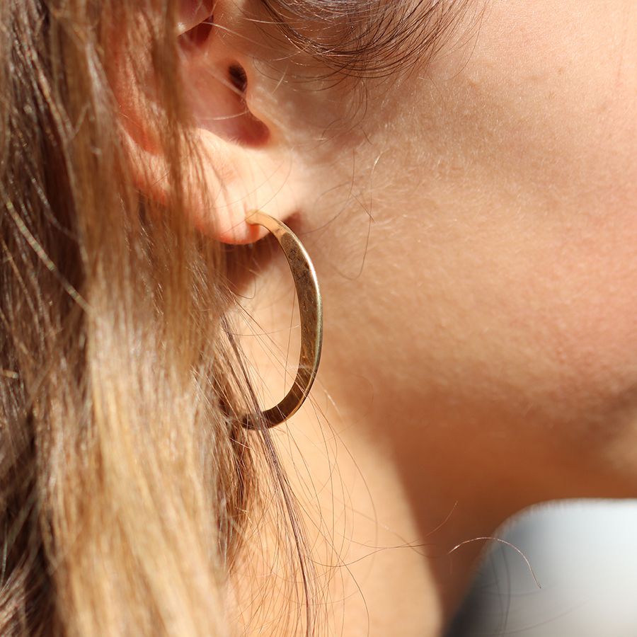 Irregular Hammered Open Hoop Earrings