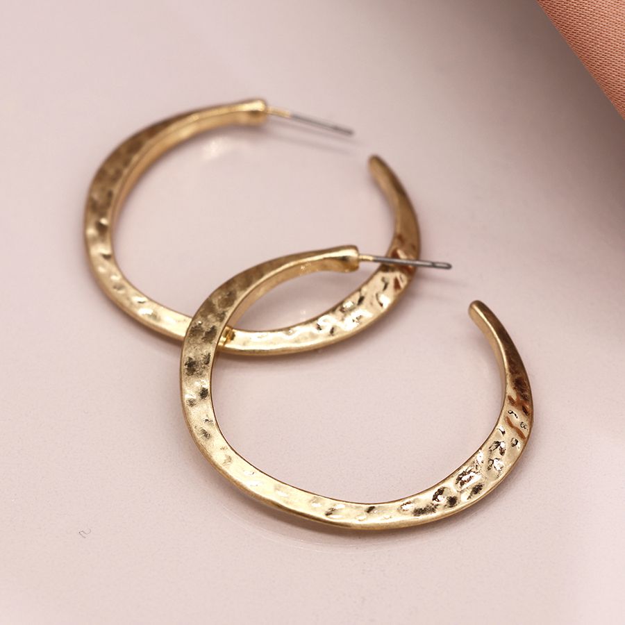 Irregular Hammered Open Hoop Earrings