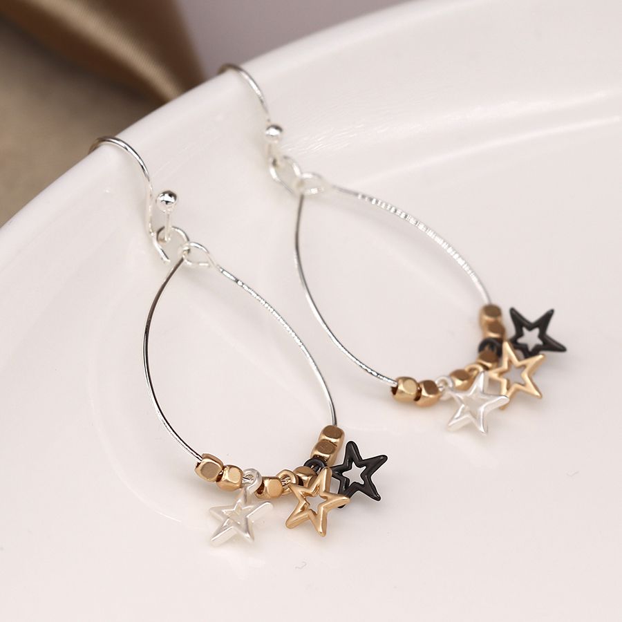 Wire Teardrop Star Drop Earring