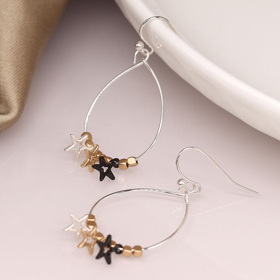 Wire Teardrop Star Drop Earring