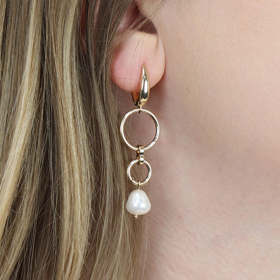 Double Hoop & Pearl Duo Earrings