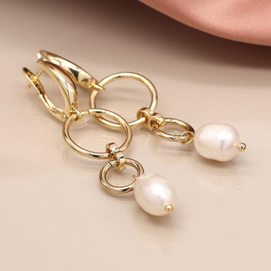 Double Hoop & Pearl Duo Earrings