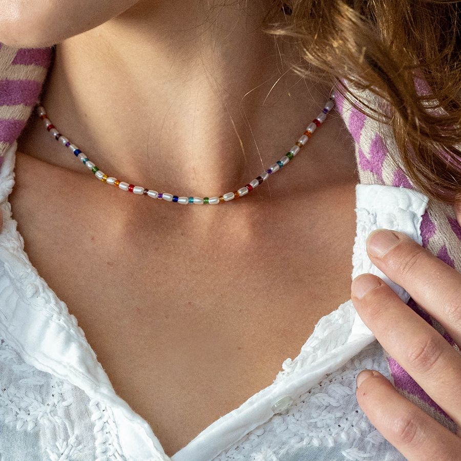 Ivory & Pearl Rainbow Necklace