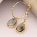 Fine Hoop & Agate Teardrop Earrings