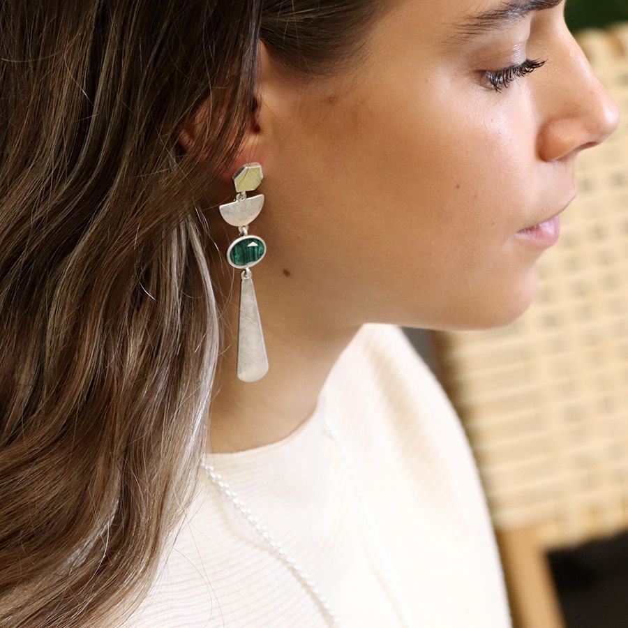 Worn Effect Geometric Drop Earrings