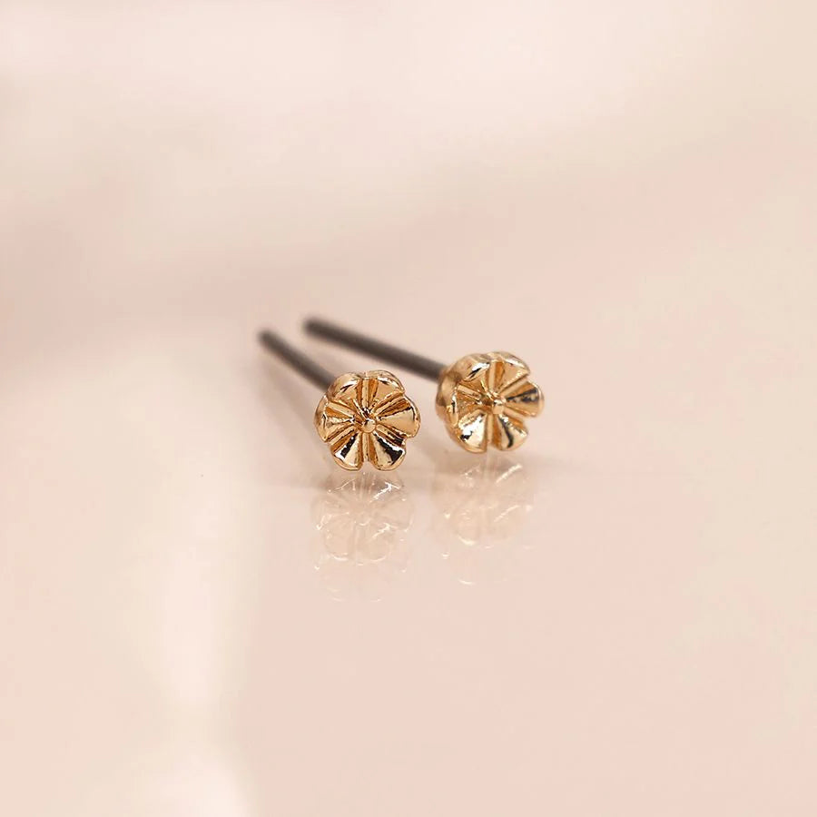 Triple Stud Set Earrings With Pink Crystal