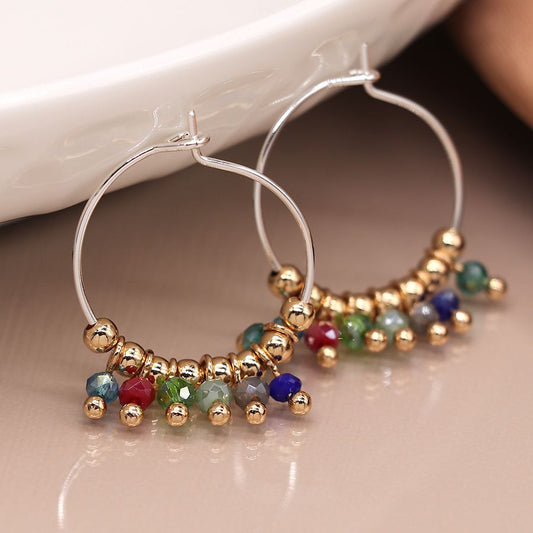 Multicoloured Bead Hoop Earrings