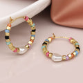 Multicolour Glass Bead Hoop Earrings