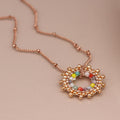 Rose Gold Mixed Bead Sunburst Pendant