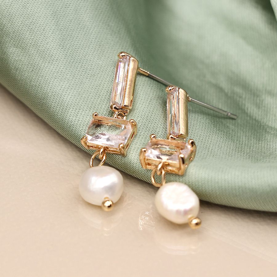 Crystal & Pearl Drop Earrings