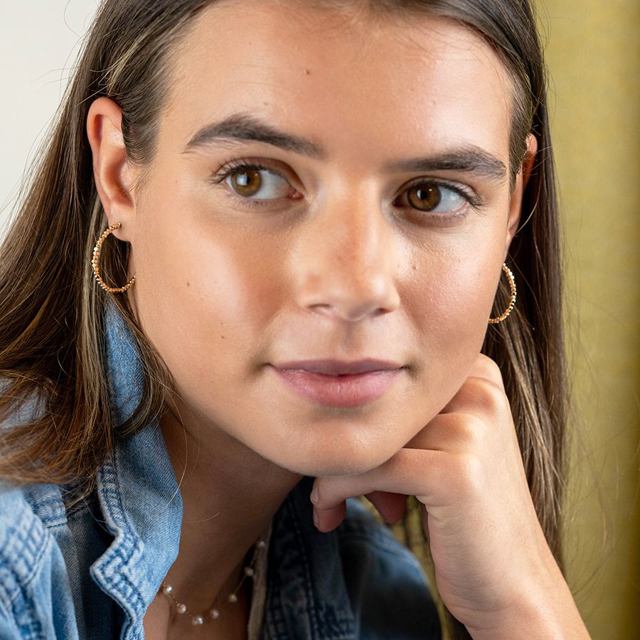 Golden Medium Hoop Cube Earrings