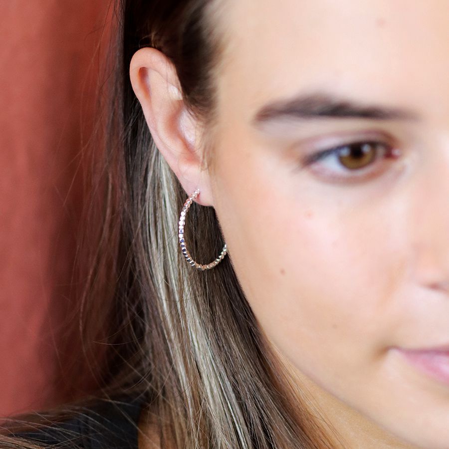 Medium Hoop Cube Earrings