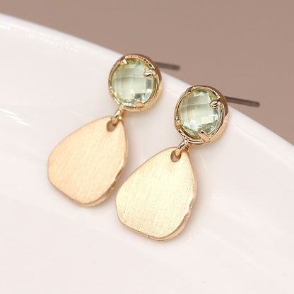 Brushed Organic Drop & Aqua Earring