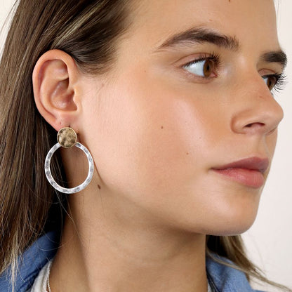 Two Tone Organic Hoop & Circle Earring