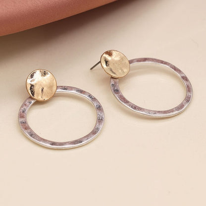 Two Tone Organic Hoop & Circle Earring