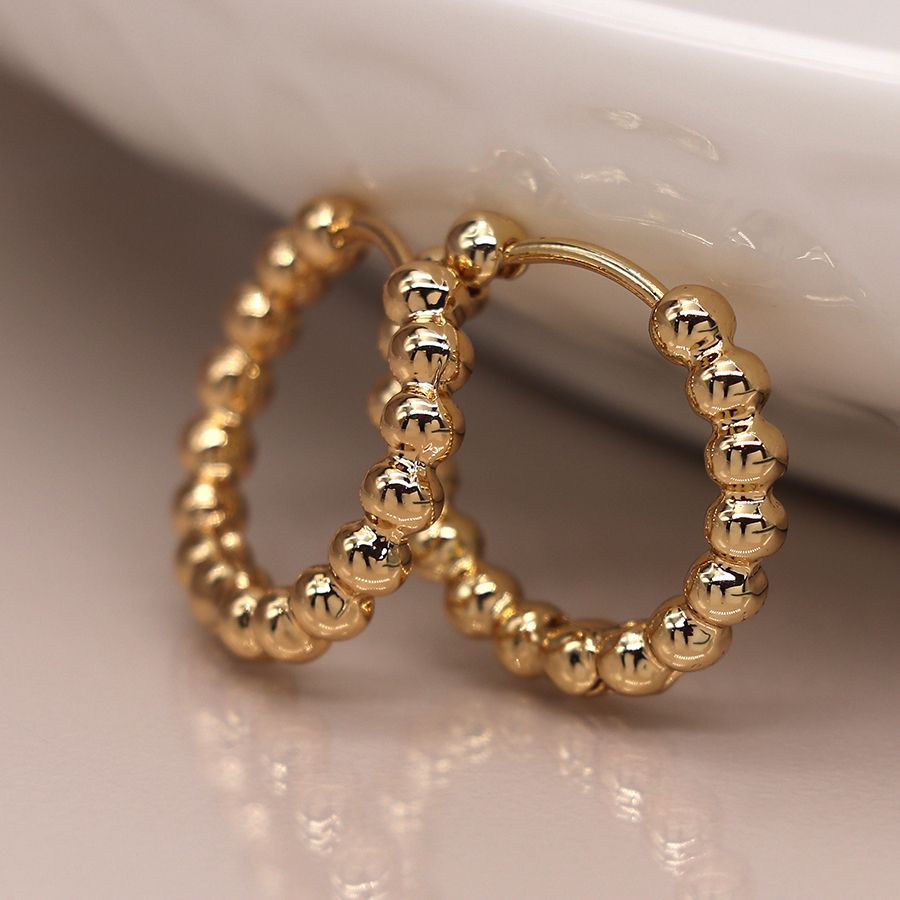 Beaded Hoop Earring Gold